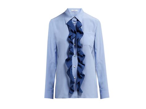 prada camicia azzurra|Camicia in cotone con ricamo in Blu .